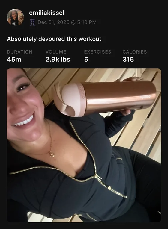 Emilia's shared workout post