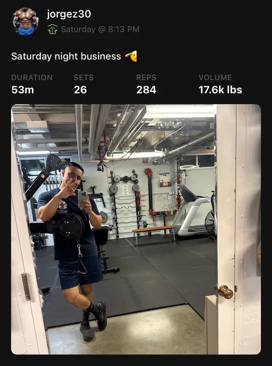 Jorge's shared workout post
